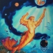 Across The Cosmic Sea ~ Original oil 30x40 on Strathmore illustration board $4000 ~ 11x14 prints $25